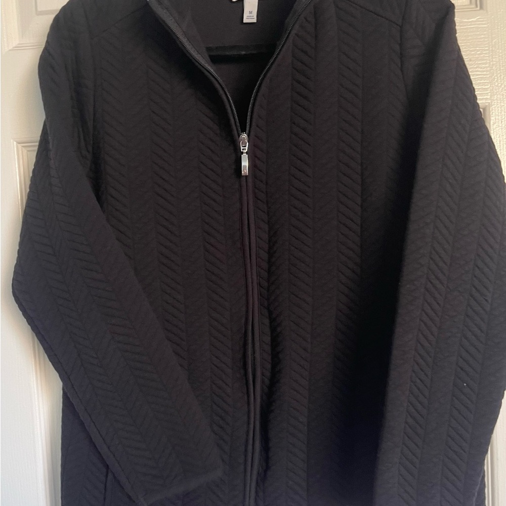Croft & Barrow Black Quilted Zipper Jacket SZ M
